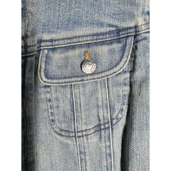 Lauren Jeans Co Premium Jean Jacket Womens Large Petite Blue Denim Light Wash - Picture 2 of 7